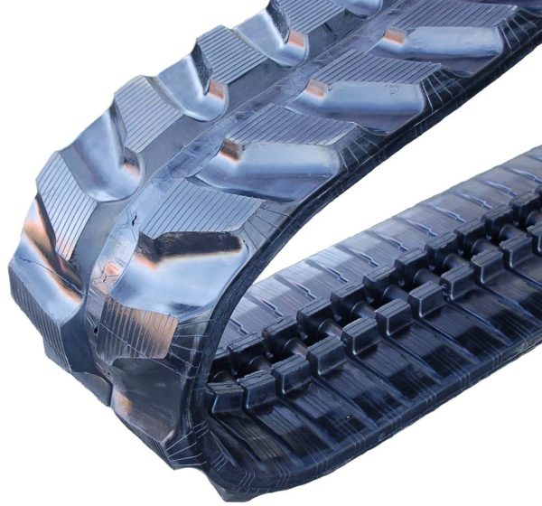 This is a close up of Bobcat E80ZTS rubber tracks. - Viqan Replacement Tracks & Undercarriage Parts for Heavy Equipment